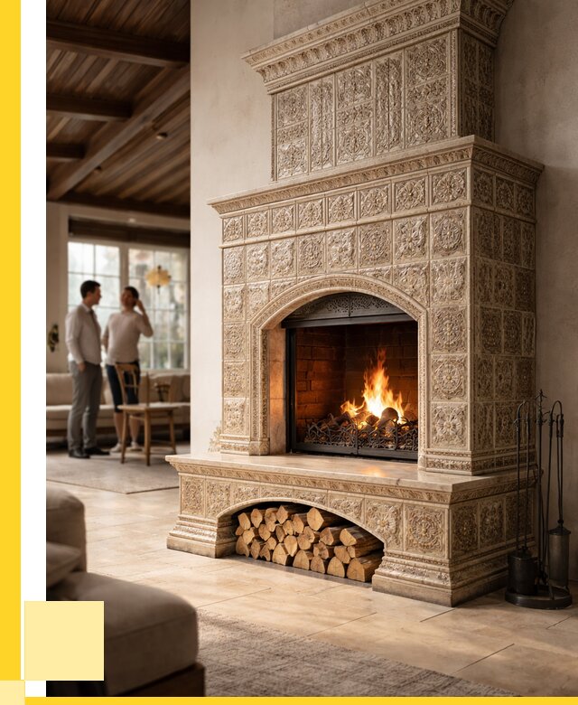 Купить изразцовый камин в Кстове от 254600 р. | ЭриданКсв