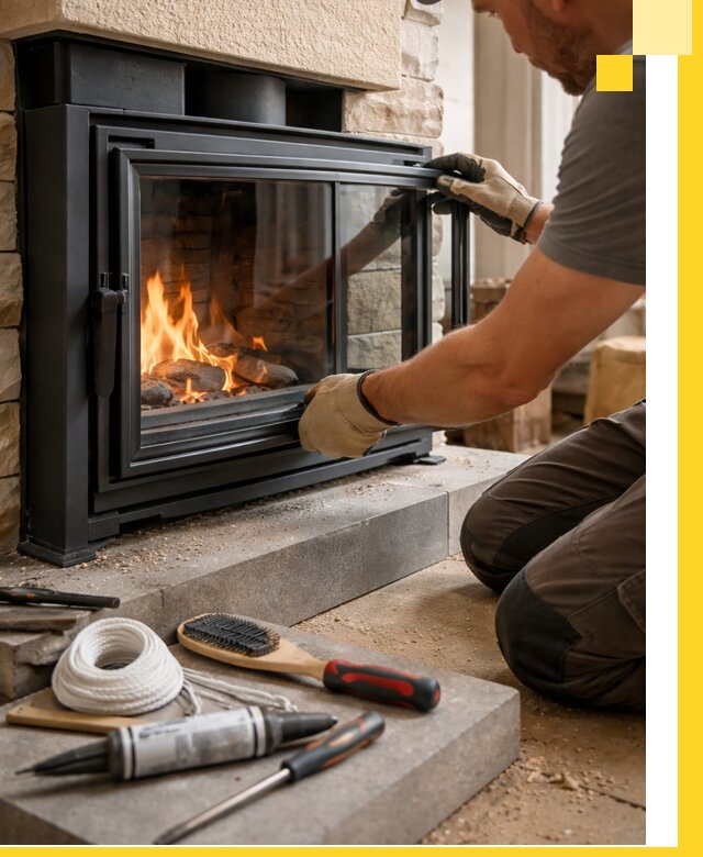 Производство, монтаж и доставка каминов со стеклом в Кстове