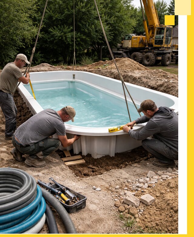 Установка и монтаж композитных бассейнов под ключ в Кстове