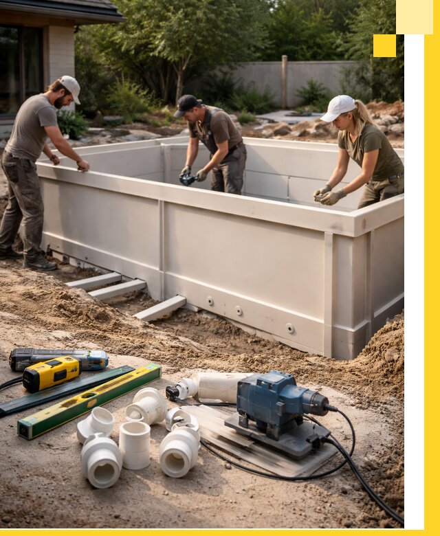 Установка полипропиленовых бассейнов под ключ в Кстове