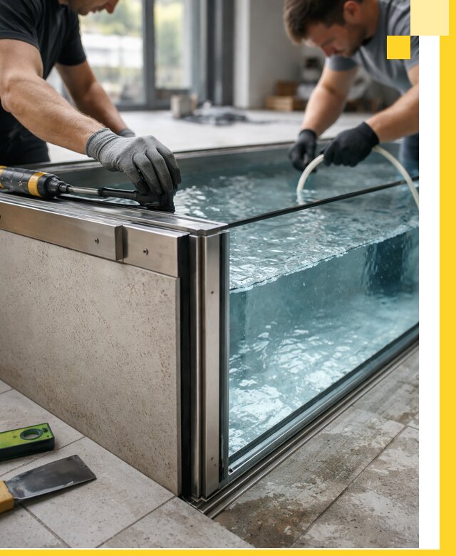 Проектирование и монтаж стеклянных бассейнов в Кстове