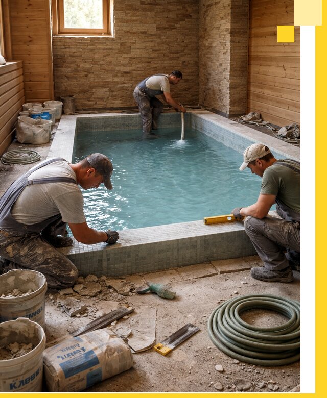 Проектирование и строительство бассейнов для бани в Кстове