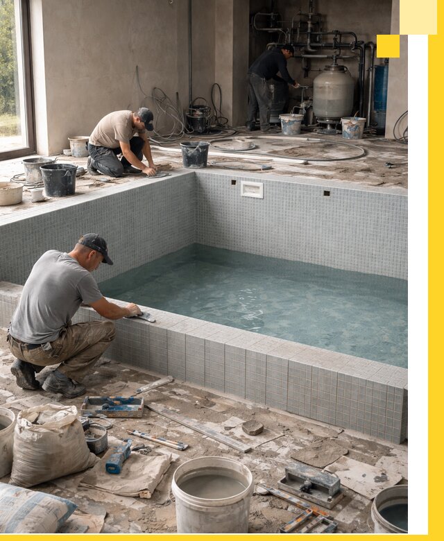 Строительство и монтаж бассейнов в помещении в Кстове