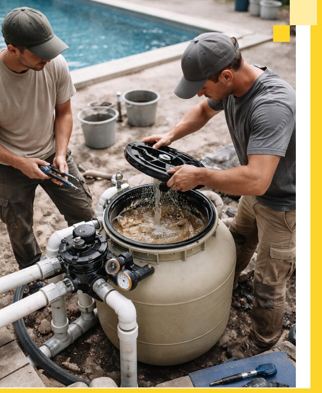 Установка и обслуживание песочных фильтров для бассейнов в Кстове