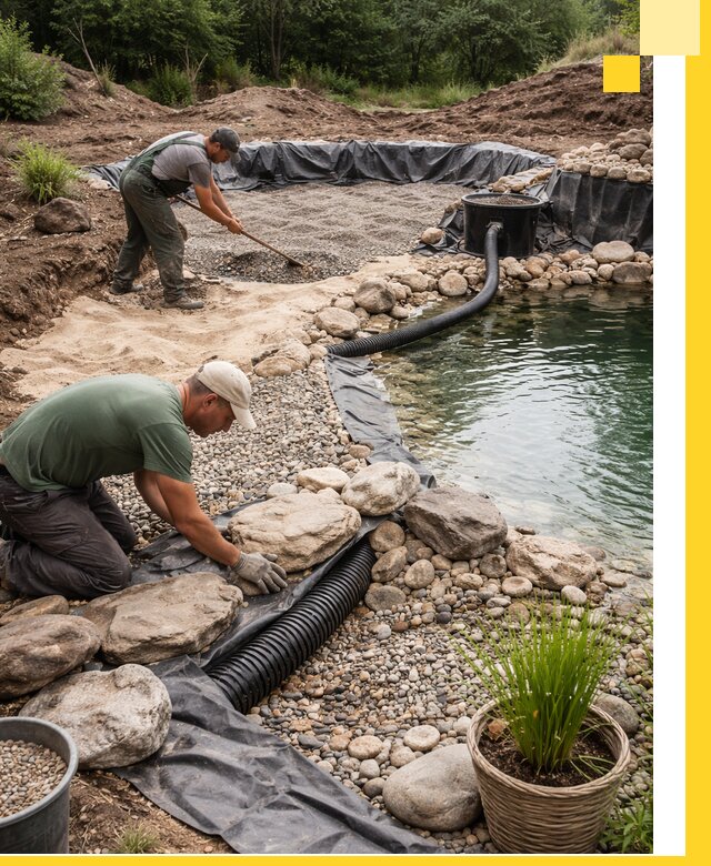 Строительство природных бассейнов и озер в Кстове под ключ