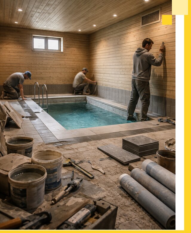 Строительство бани с бассейном и сауной под ключ в Кстове