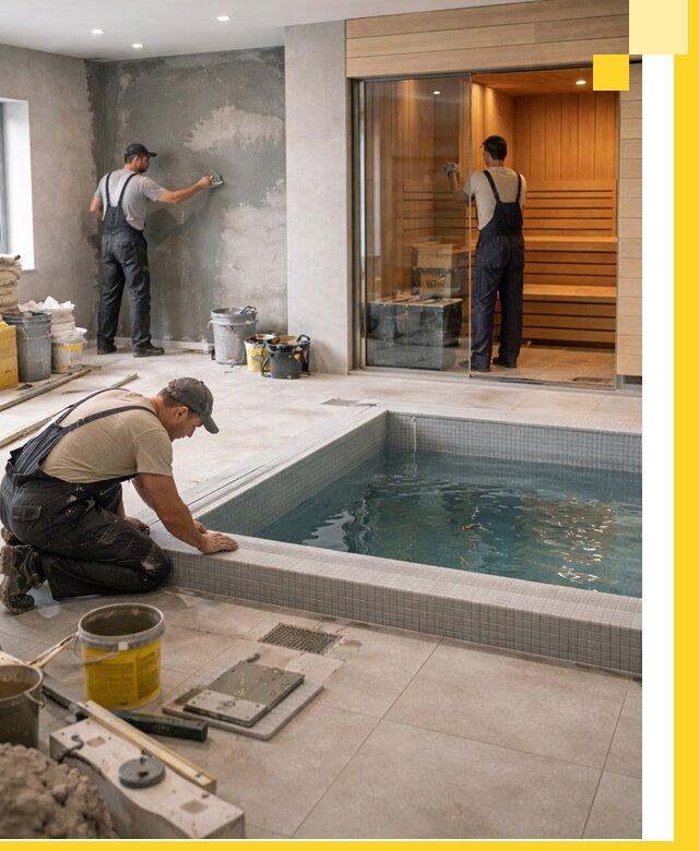 Проектирование и строительство сауны с бассейном в Кстове