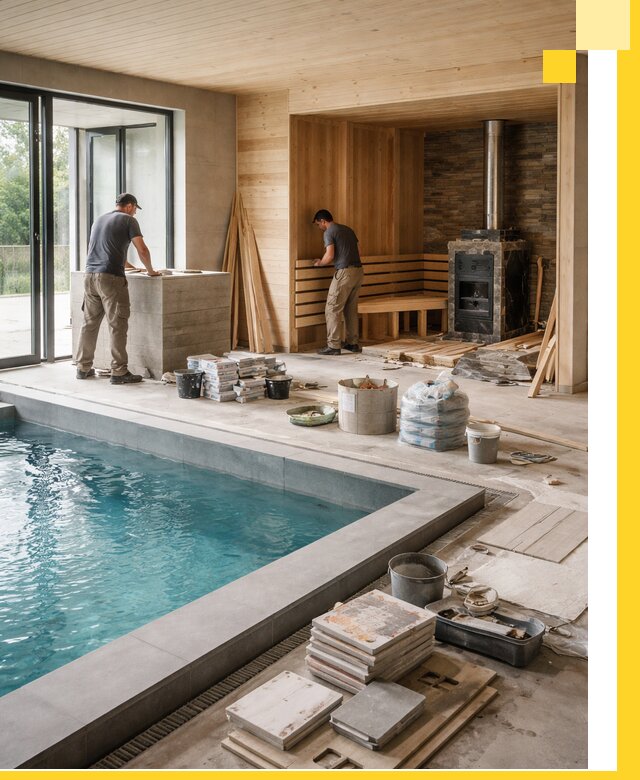 Проектирование и строительство бань с бассейном в Кстове