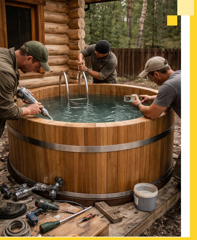 Строительство бань с купелью под ключ и отделкой в Кстове