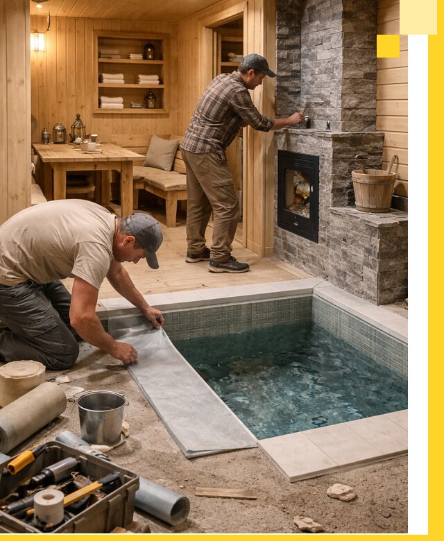 Строительство бань с комнатой отдыха под ключ в Кстове