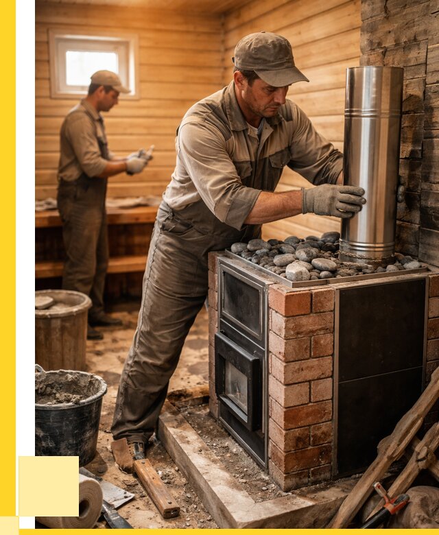 Монтаж печи в бане под ключ в Кстове от 20368 р. | ЭриданКсв