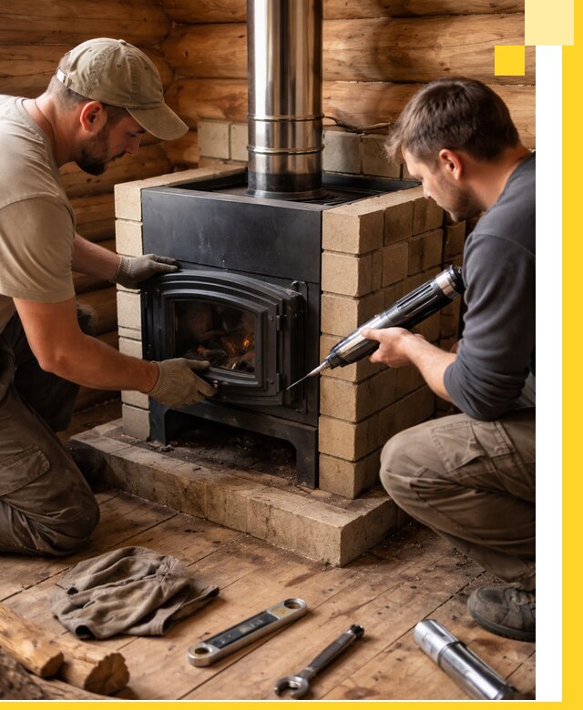Монтаж и установка печи в бане под ключ с гарантией в Кстове