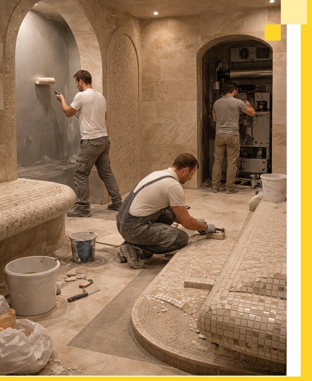 Строительство бани с хамамом и бассейном под ключ в Кстове