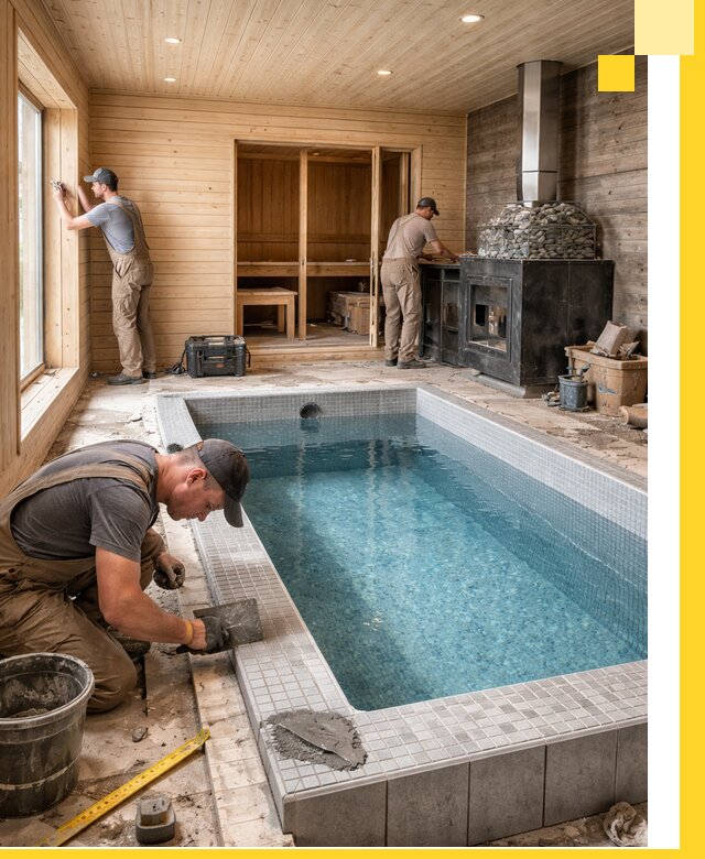 Проект бани с бассейном и сауной в Кстове под ключ