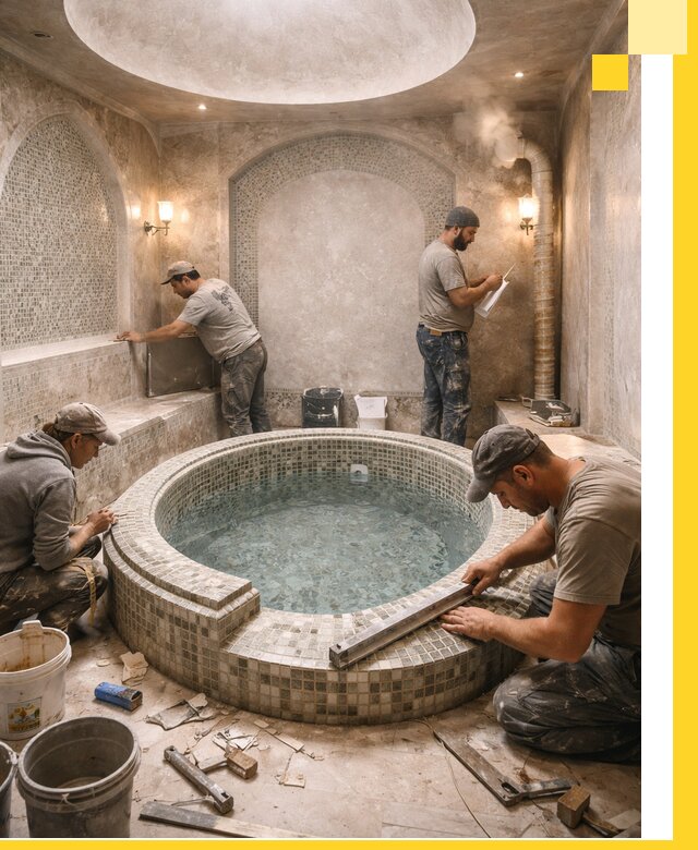 Профессиональное строительство хамама с бассейном в Кстове под ключ