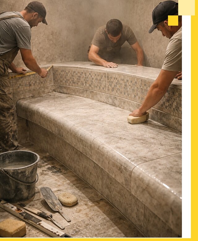 Изготовление и установка сидений для хамама в Кстове