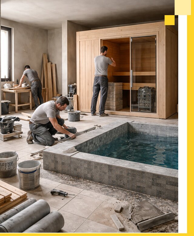 SPA зоны под ключ с бассейном сауной и печью в Кстове